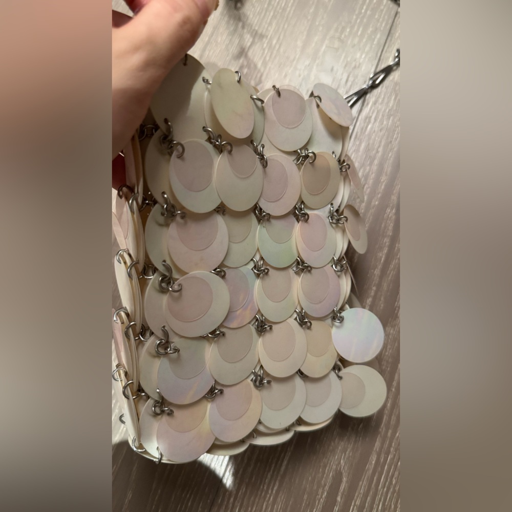 Paco Rabanne Sparkle Discs Mini Bag in White - Picture 13 of 15